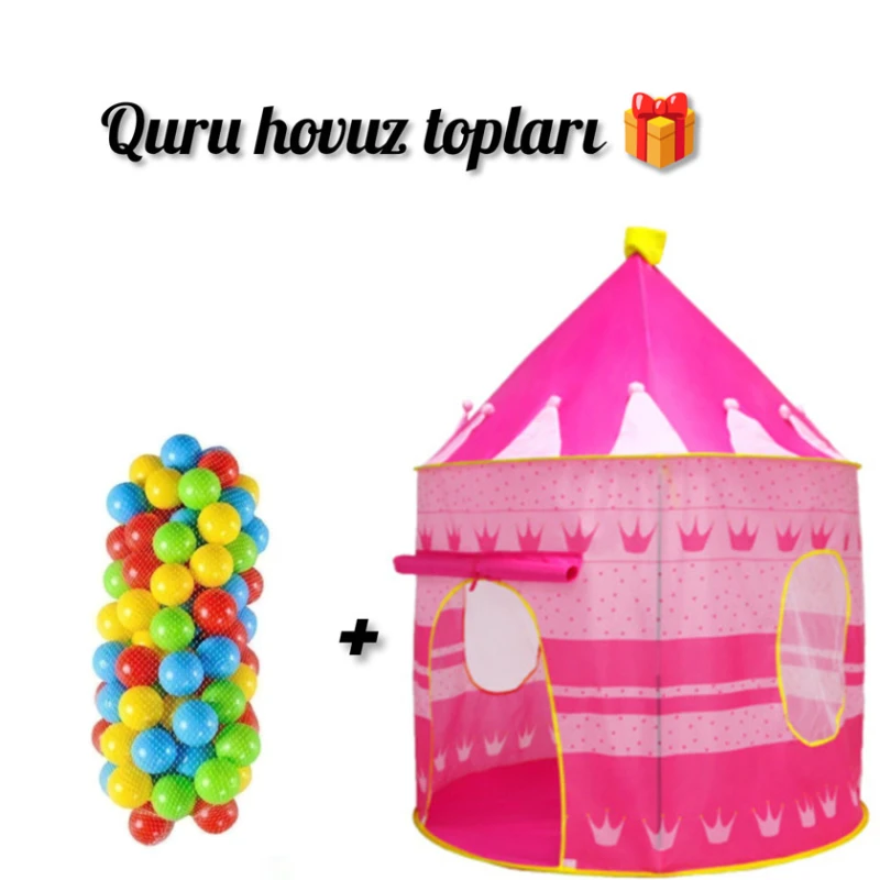 Çadır qala 2392-23, hədiyyə quru hovuz topları 100 ədəd, 105x105x135 Çadır qala 2392-23, hədiyyə quru hovuz topları 100 ədəd, 105x105x135