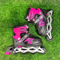 Роликовые коньки ST00204, M, размер 35-38, розовые/черные