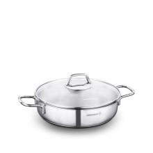 Manqal Korkmaz Perla 22х6sm, 2.3L, paslanmayan polad, qapaqlı, İki tutacaqlı, gümüşü