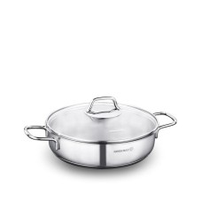 Manqal Korkmaz Perla 22х6sm, 2.3L, paslanmayan polad, qapaqlı, İki tutacaqlı, gümüşü