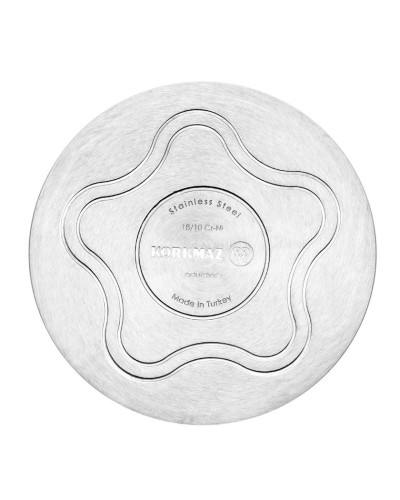 Manqal Korkmaz Perla 22х6sm, 2.3L, paslanmayan polad, qapaqlı, İki tutacaqlı, gümüşü
