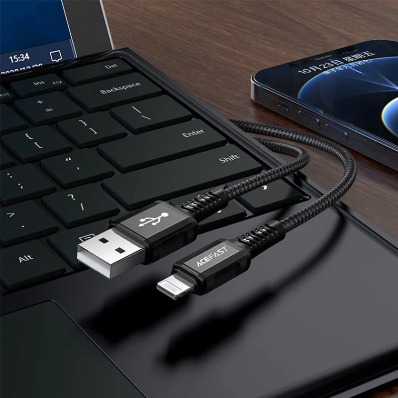 Кабель USB Acefast C1-02 USB-A to Lightning, Черный Кабель USB Acefast C1-02 USB-A to Lightning, Черный