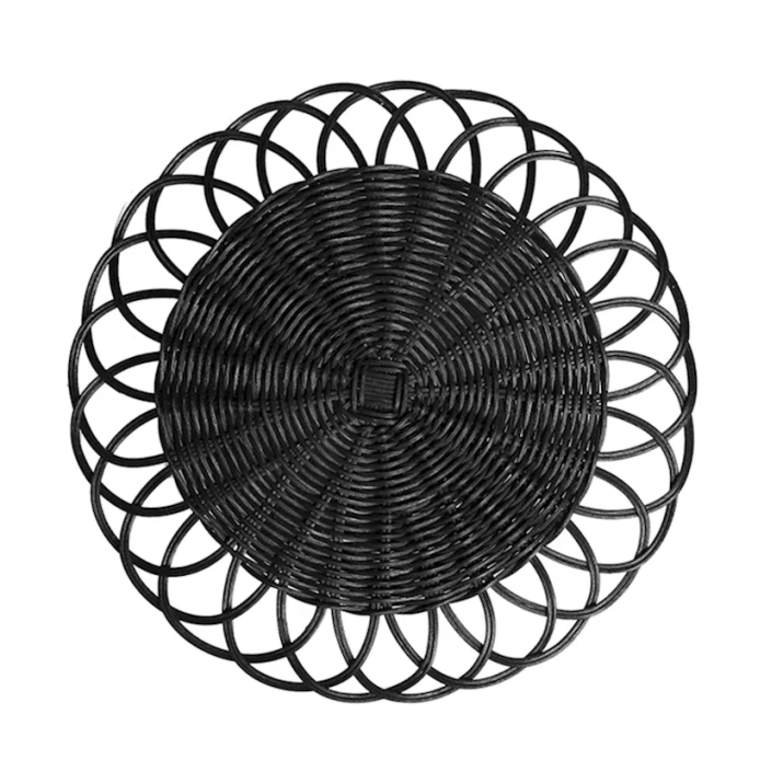 Süfrə xalçası Porland Frany 04STY007374, dairə, qara, 38 sm