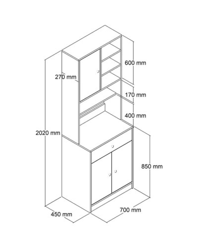 Dolab Ev Plus 12116048, LDSP, 70x45x202 sm