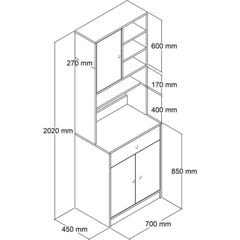 Шкаф Ev Plus 12116048, ЛДСП, 70x45x202 см Шкаф Ev Plus 12116048, ЛДСП, 70x45x202 см