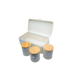 Набор Sarina WL-2267 (5466), хлебница с контейнерами для хранения 3 шт, нержавеющая сталь, кремовый Набор Sarina WL-2267 (5466), хлебница с контейнерами для хранения 3 шт, нержавеющая сталь, кремовый