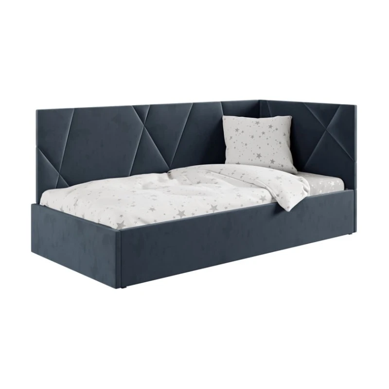 Bir nəfərlik çarpayı Art_tek_yataq(120) 89, laminat/parça, göy, 85x120x200 sm