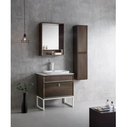 Комплект мебели для ванной Kral 2273, МДФ, коричневый, 120/75/50x30/80/70x20 см, 5 предметов