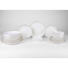 Boşqablar dəsti Kutahya Porselen Bone Luz Form Gold, 24 parça, farfor, 6 nəfərlik, ağ/qızılı