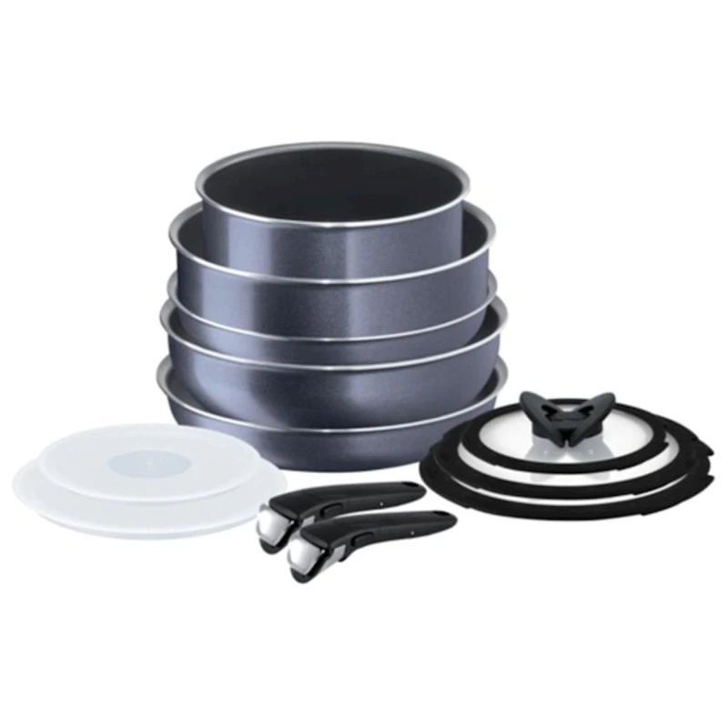 Набор посуды Tefal Ingenio Titanium Elegance 5 шт, титан, синий Набор посуды Tefal Ingenio Titanium Elegance 5 шт, титан, синий