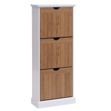Ayaqqabı dolabı JYSK Oldekrog 132x55x25 sm, 3 bölməli, ağ/qəhvəyi
