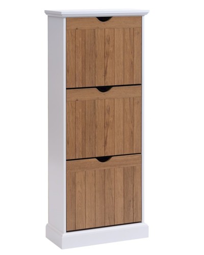 Ayaqqabı dolabı JYSK Oldekrog 132x55x25 sm, 3 bölməli, ağ/qəhvəyi
