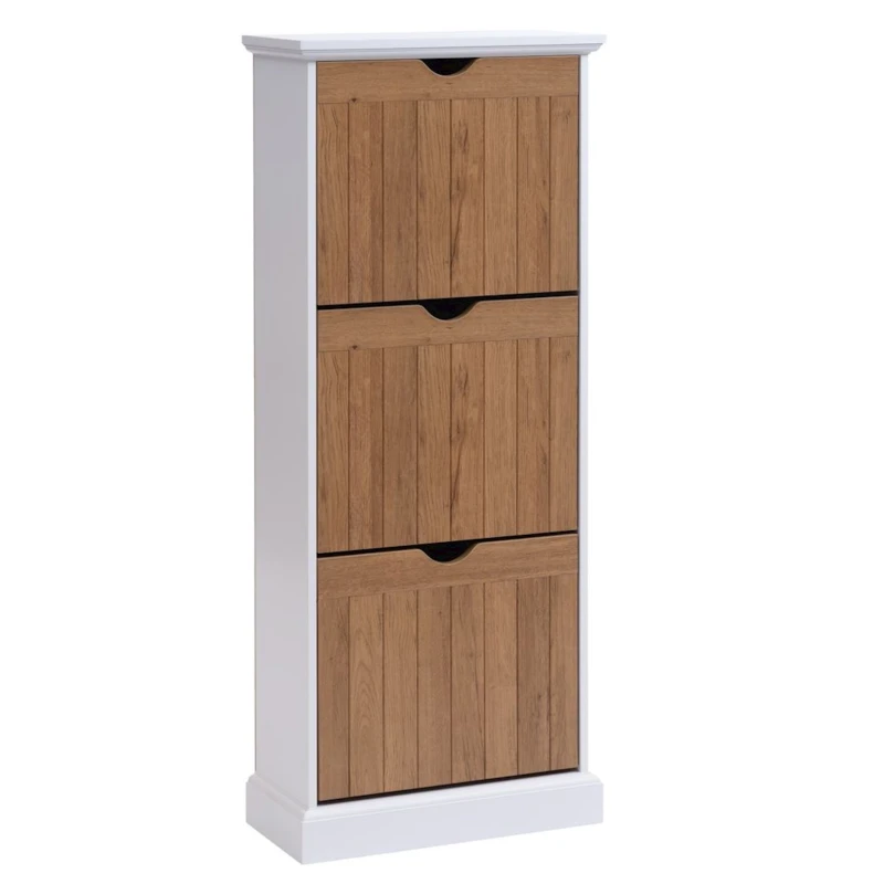 Шкаф для обуви JYSK Oldekrog 132x55x25 см, 3 секции, белый/коричневый Шкаф для обуви JYSK Oldekrog 132x55x25 см, 3 секции, белый/коричневый