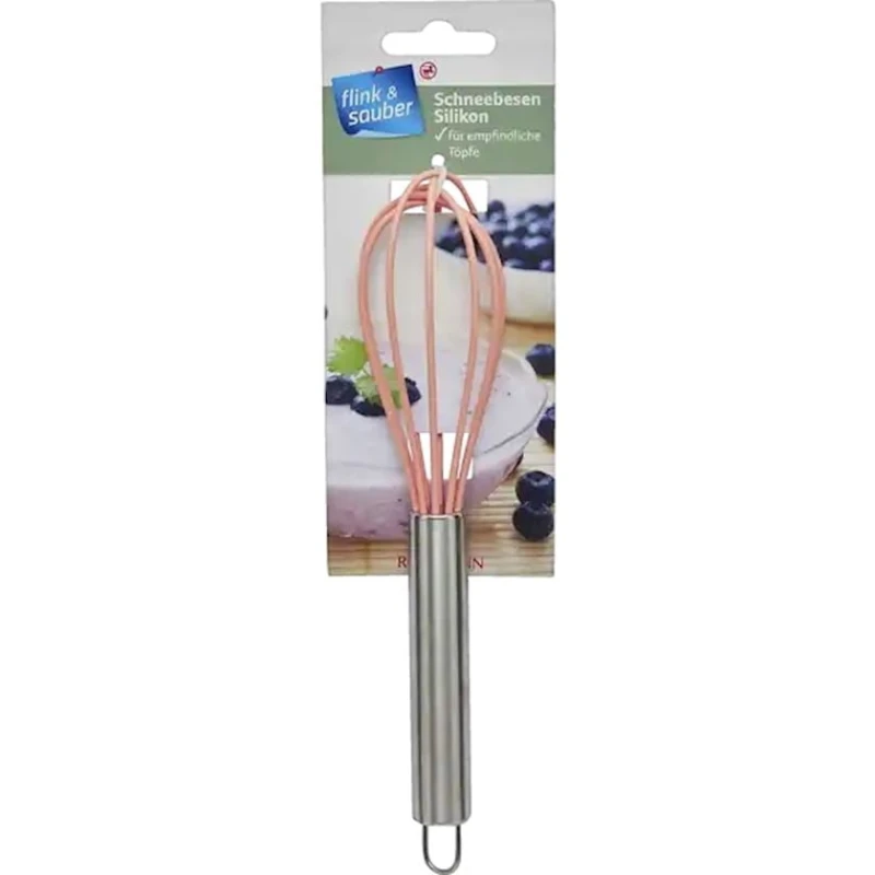 Венчик Flink & Sauber силикон, с петлей для подвешивания, Серебристый/Розовый Венчик Flink & Sauber силикон, с петлей для подвешивания, Серебристый/Розовый