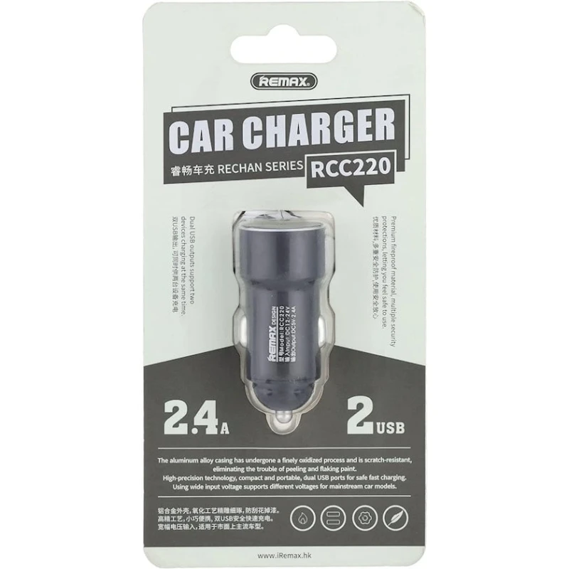 Автомобильное зарядное устройство Remax rcc220 Black Автомобильное зарядное устройство Remax rcc220 Black