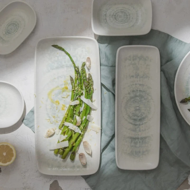 Блюдо ID-Fine Glacier Quadro Dikdörtgen, фарфор, белое, 30x11 см