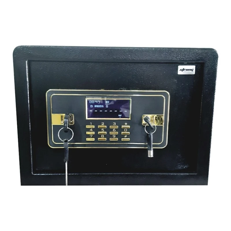 Офисный сейф STRONG XD-068, c ключом, черный, 250x350x250 мм