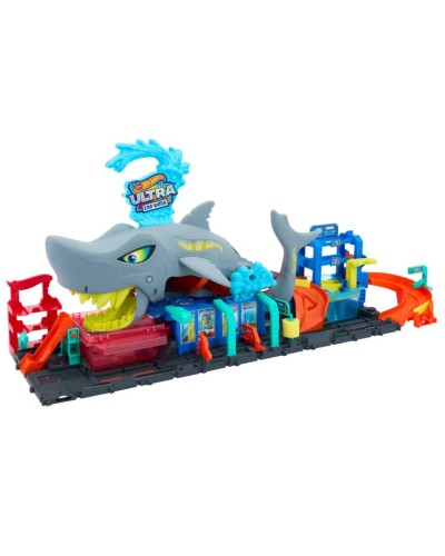 Oyun dəsti Mattel Hot Wheels City Ultra Shark Car Wash HTN82, 3+ yaş