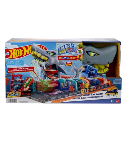 Oyun dəsti Mattel Hot Wheels City Ultra Shark Car Wash HTN82, 3+ yaş
