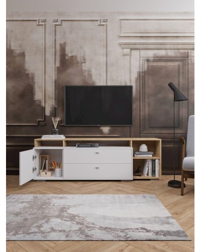 TV üçün tumba 171x56x43 sm, LDSP, ağ/qəhvəyi