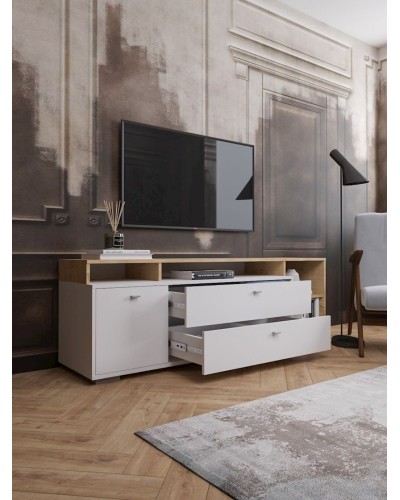 TV üçün tumba 171x56x43 sm, LDSP, ağ/qəhvəyi