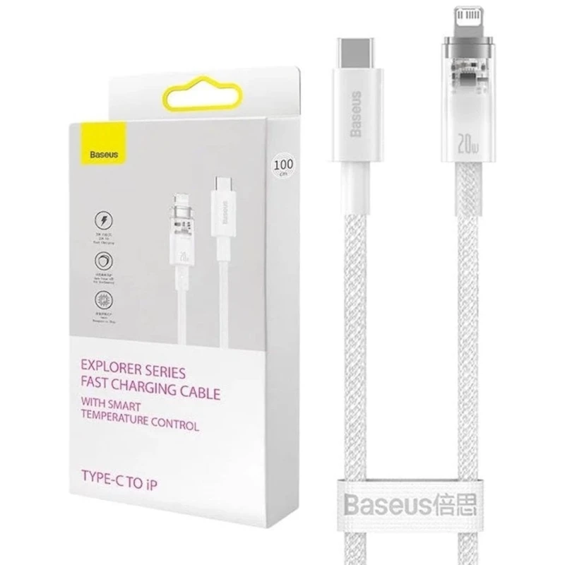 Кабель Baseus Cable Fast Charging cable Baseus USB-C to Lightning Explorer Series 1m 20W White Кабель Baseus Cable Fast Charging cable Baseus USB-C to Lightning Explorer Series 1m 20W White