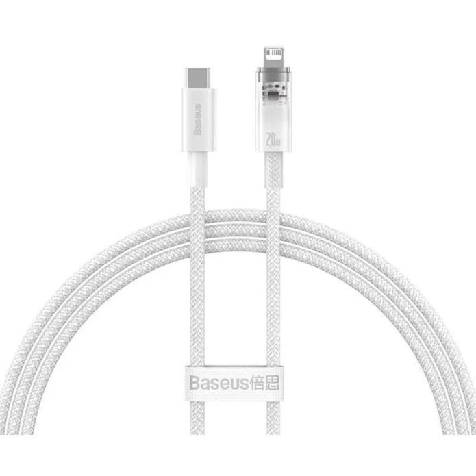 Кабель Baseus Cable Fast Charging cable Baseus USB-C to Lightning Explorer Series 1m 20W White Кабель Baseus Cable Fast Charging cable Baseus USB-C to Lightning Explorer Series 1m 20W White