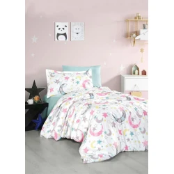 Комплект детского постельного белья First Home SHA-00002583, хлопок, полутораспальный, простыня 160х240 см, пододеяльник 160х220 см, наволочка 50х70 см, 1 шт, разноцветный