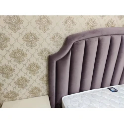 Двуспальная кровать Art_ikili_yataq 100, ламинат/текстиль, сиреневая, 120x200х200 см
