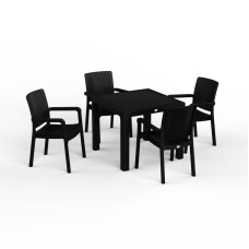 Bağ üçün mebel dəsti Florya Garden, masa ölçüsü 90x90 sm, stul ölçüsü 45x58x56x84 sm, antrasit - Florya Garden 033