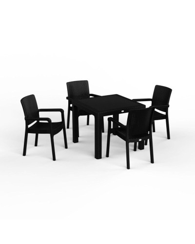 Bağ üçün mebel dəsti Florya Garden, masa ölçüsü 90x90 sm, stul ölçüsü 45x58x56x84 sm, antrasit - Florya Garden 033