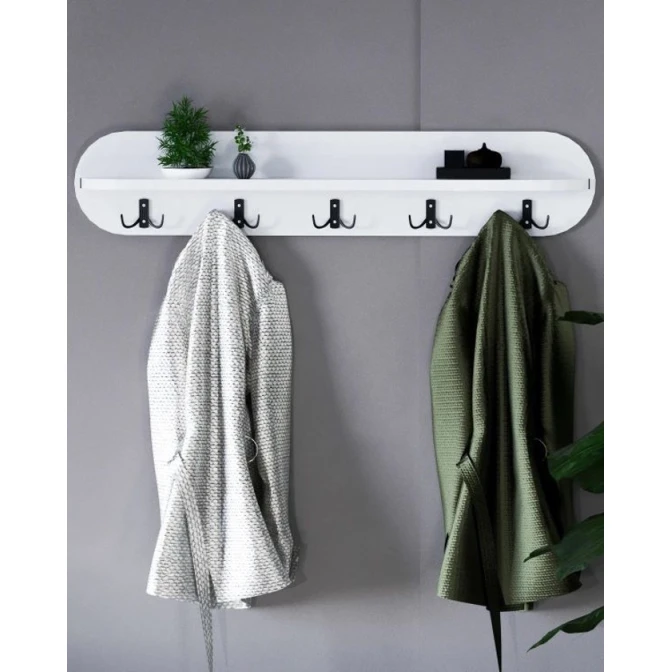 Вешалка Art_asilqan_8, ламинат, белая, 20х80 см