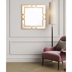 Настенное зеркало Hom-me Eye 100056, стекло/дерево, 60 см, золотистый