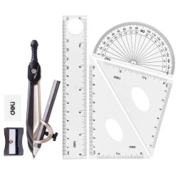 Готовальня Deli G30404, 8 предметов, 125 мм, черный/прозрачный Готовальня Deli G30404, 8 предметов, 125 мм, черный/прозрачный