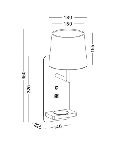 Divar çırağı Lustore LSW421-BK
