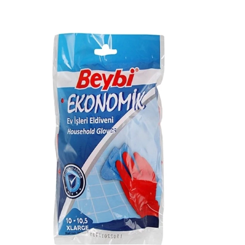 Перчатки хозяйственные Beybi, размер 10-10.5 XL, латекс, красные