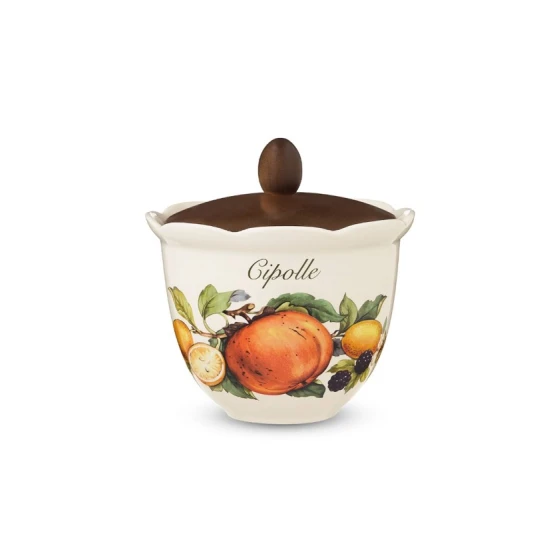 Емкость для хранения NuovaCer 7384-PMO, керамика/дерево, 16 см Емкость для хранения NuovaCer 7384-PMO, керамика/дерево, 16 см