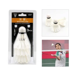 Набор воланов для бадминтона Shuanglian 3307, белый, 3 шт Набор воланов для бадминтона Shuanglian 3307, белый, 3 шт