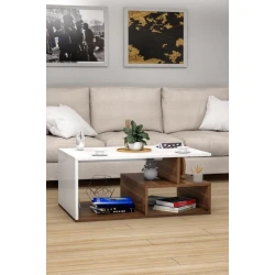 Журнальный стол ev_12116177, ламинат, белый/коричневый, 90x60x45 см Журнальный стол ev_12116177, ламинат, белый/коричневый, 90x60x45 см