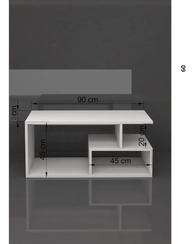 Jurnal masası ev_12116177, laminat, ağ/qəhvəyi, 90x60x45 sm