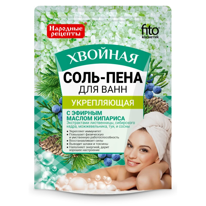 Соль-пена для ванны Фитокосметик Укрепляющая Хвойная 200 гр Соль-пена для ванны Фитокосметик Укрепляющая Хвойная 200 гр