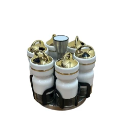 Ədviyyat qabıları üçün dəst 1025, 6 əd, 13x6 sm, altlıqda, ağ