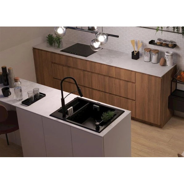 Кухонная мойка Deante Magnetic ZRM_G503, гранит, черная, 69x50x21.9 см