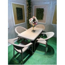 Bağ üçün mebel dəsti Florya Garden Cappuccino, masa ölçüsü 70x120 sm, stul ölçüsü 45x58x56x84 sm - Florya Garden 016