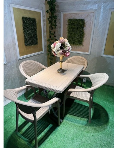 Bağ üçün mebel dəsti Florya Garden Cappuccino, masa ölçüsü 70x120 sm, stul ölçüsü 45x58x56x84 sm - Florya Garden 016