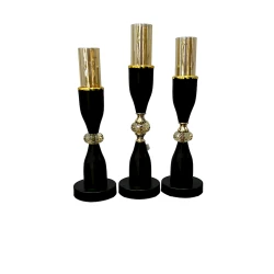 Набор подсвечников PH-44 черный, стекло/нержавеющий металл, 3 шт, 35x40x45 см