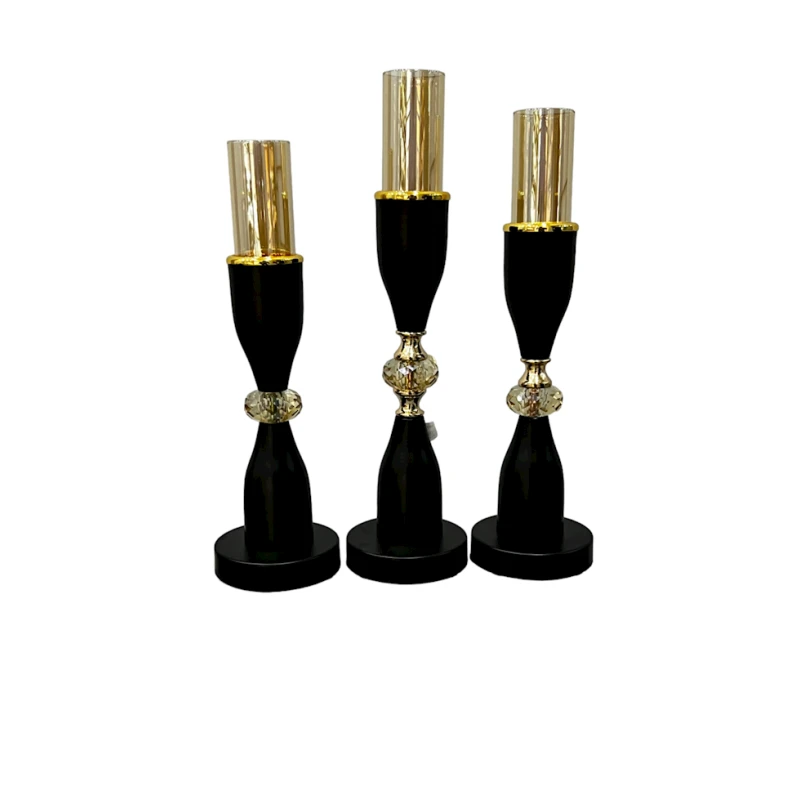 Набор подсвечников PH-44 черный, стекло/нержавеющий металл, 3 шт, 35x40x45 см Набор подсвечников PH-44 черный, стекло/нержавеющий металл, 3 шт, 35x40x45 см