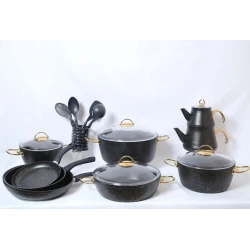 Набор посуды Oncu SHA-00002648, гранит, черный, 20/24/28/30 см, 24 шт