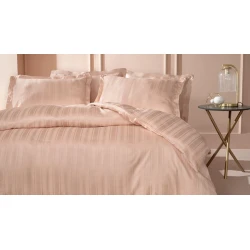 Комплект постельного белья Yataş Shelly, пододеяльник 200x220 см, простыня 260x240 см, наволочка 50х70 см (2 шт), двуспальный, бамбук/хлопок, розовый