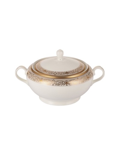 Şorba qabı Gipfel Argento 40986, 3200ml. Rəng: qızılı kant ilə ağ. Material: farfor